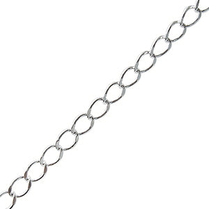 Curb chain with 3mm rings metal silver plated (1m)