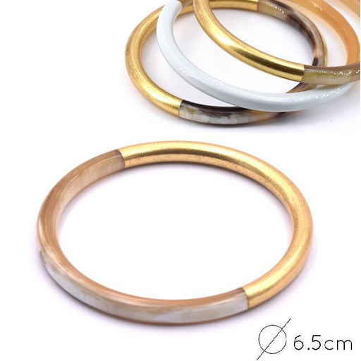 Horn Natural Bangle Bracelet Gold Leaf- 65mm - Thickness: 6mm (1)