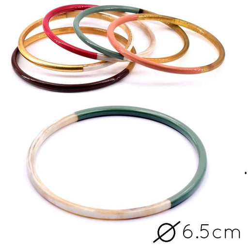 Horn Natural Bangle Bracelet lacquered Green- 65mm - Thickness: 3mm (1)