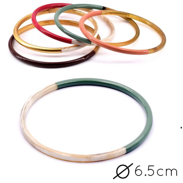 Horn Natural Bangle Bracelet lacquered Green- 65mm - Thickness: 3mm (1)