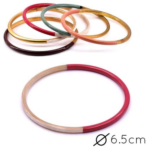 Buy Horn Natural Bangle Bracelet lacquered Viva Magenta Red 65mm - Thickness: 3mm (1)
