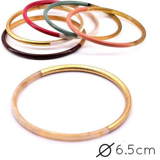 Horn Natural Bangle Bracelet Gold Leaf - 65mm - Thickness: 3mm (1)