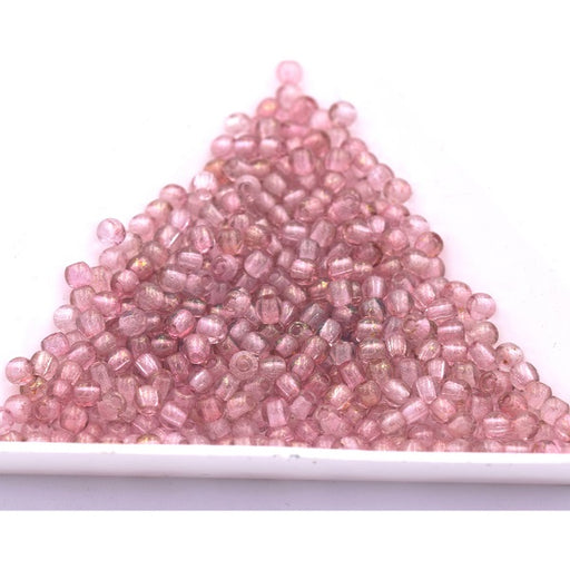 Firepolish round bead Luster transparent topaz pink 2mm (30)