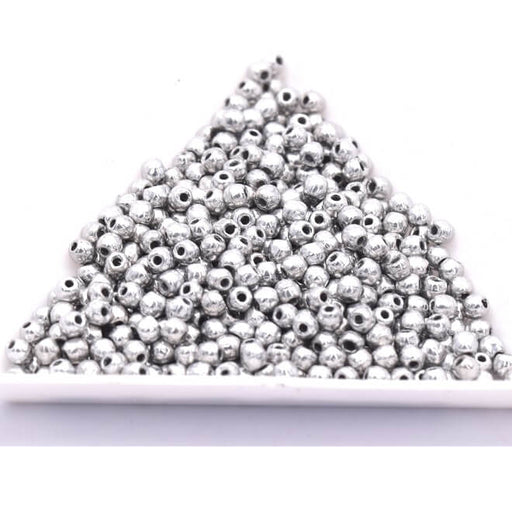 Firepolish round bead silver 2mm (30)
