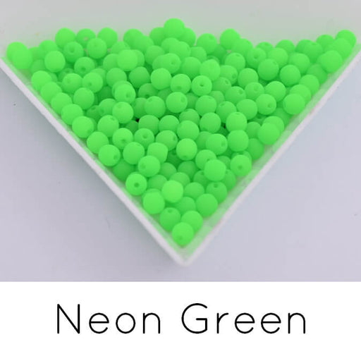 Firepolish round bead neon green 3mm (30)