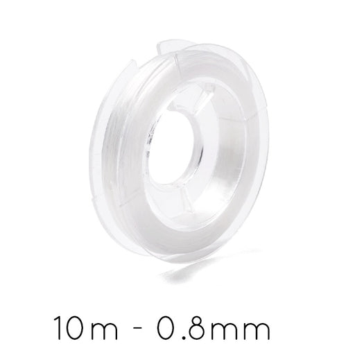 Elastic Flat Stretch Thread Transparent White 0.8mm - 10m spool (1)