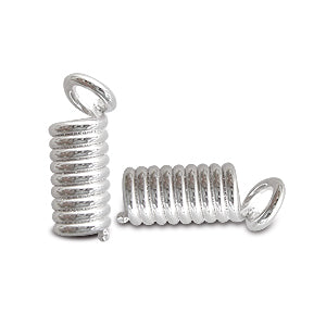 Cord coil ends metal silver finish 11x4mm (10)