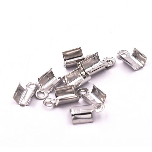 Lace Clip Ends 6x4mm Brass Rhodium Plated (10)