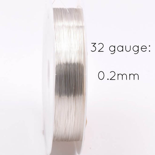 Cable Wire 0.2mm - 32 gauge Copper Quality Silver plated - 6.2m Spool (Sold per Spool)