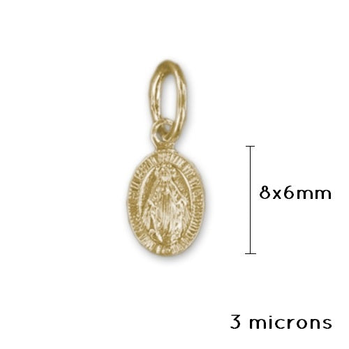 Tiny Pendant Oval Virgin Medal Gold Plated 3 microns 8x6mm (1)