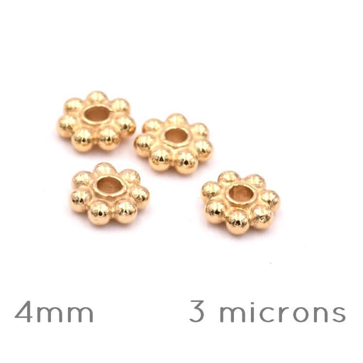 Buy Heishi Rondelle Beads Beaded Flower Gold Plated 3 Microns 4mm (4)
