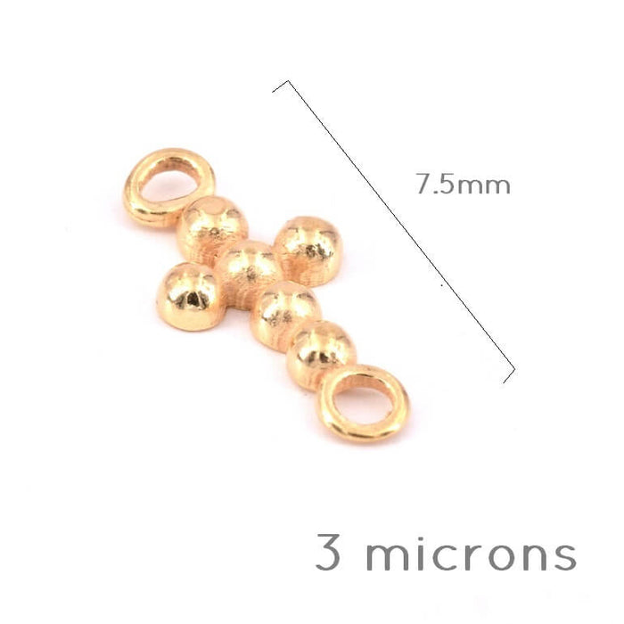 Connector Beaded Cross Gold Plated Sterling Silver 3 Microns - 7.5mm (1)