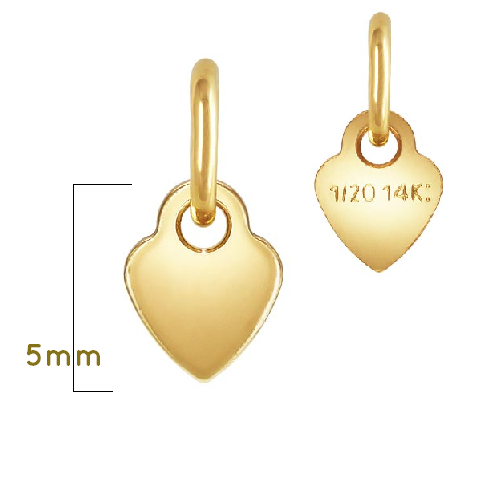 Tiny flat heart with oval ring Silver 925 gold plated 4mm (1)