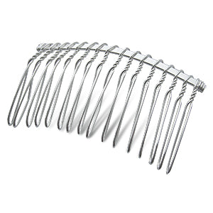 Wire hair comb metal silver plated 65mm (1)
