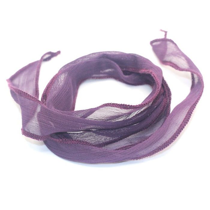 Pure hand dyed silk ribbon Purple - 25mm - 80cm (1)