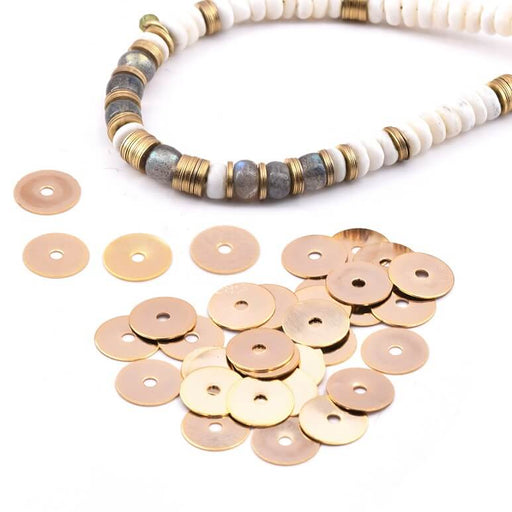 Buy Heishi beads Stainless Steel Golden 6x0.2mm - Hole: 1mm (2.25g)