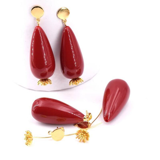 Kit DIY 2 Drop Earrings RED 50mm (1)