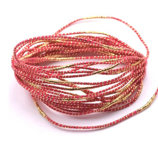 Fancy polyester cotton cord PINK and gold thread 1-1.5mm (3m)