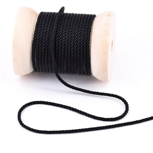 Twisted Silky Nylon Cord Black 1.5mm (2m)