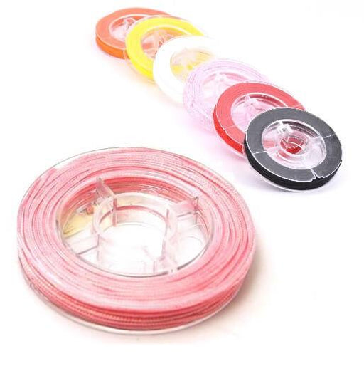 Braided Nylon cord - 0.8mm - ROSE - 8m on a roll (1 spool)