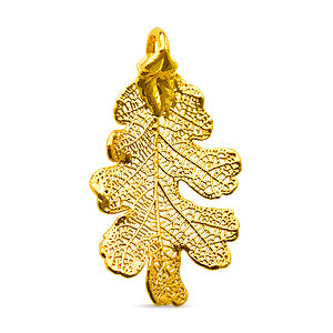 Real lacy oak leaf pendant gold 24K 50mm (1)