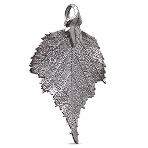 Real birch leaf pendant platinum 35-40mm (1)