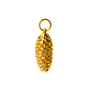 Real pine cone pendant gold 24K 23mm (1)