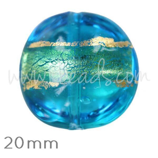 Buy Murano bead lentil blue and gold 20mm (1)