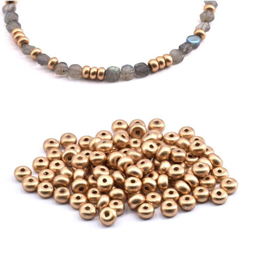 Czech glass beads Matte Gold Champagne 3.8x2mm - Hole: 0.8mm (10g)