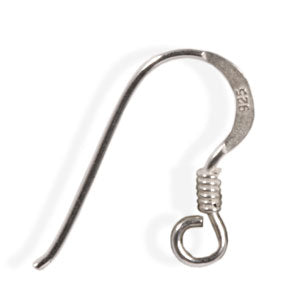 Flat fish hook earring finding with coil sterling silver 14mm (2)