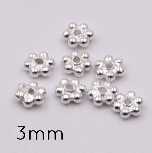 Buy Tiny Heishi Flower Rondelle Bead 925 Sterling Silver 3mm - Hole: 0.8mm (20)