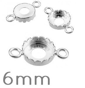 Round Connector for Cabochon 925 Silver 6mm (1)