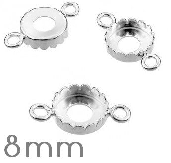 Round Connector for Cabochon 925 Silver 8mm (1)
