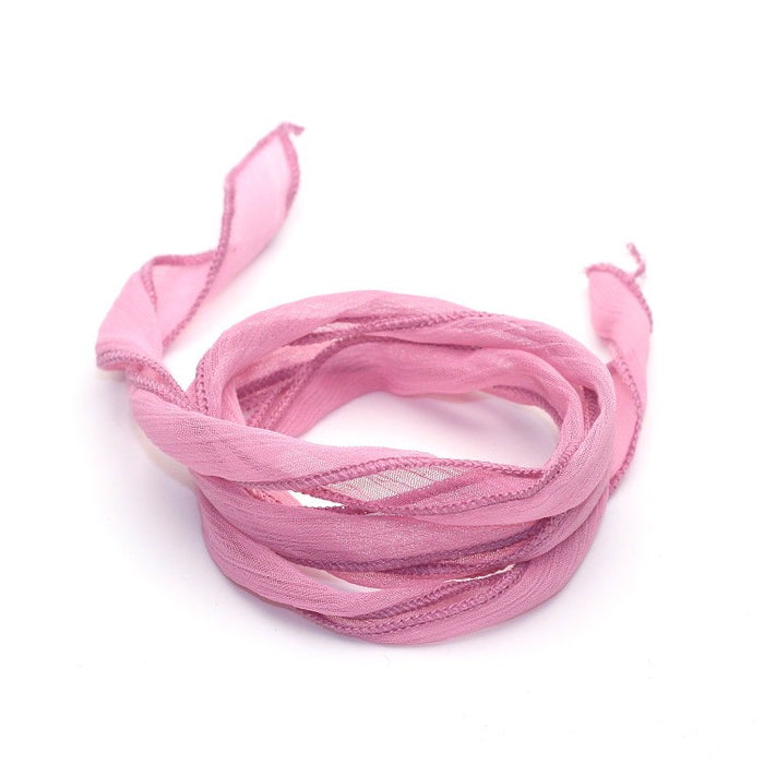 Pure hand dyed silk ribbon Old Pink -25mm - 80cm (1)