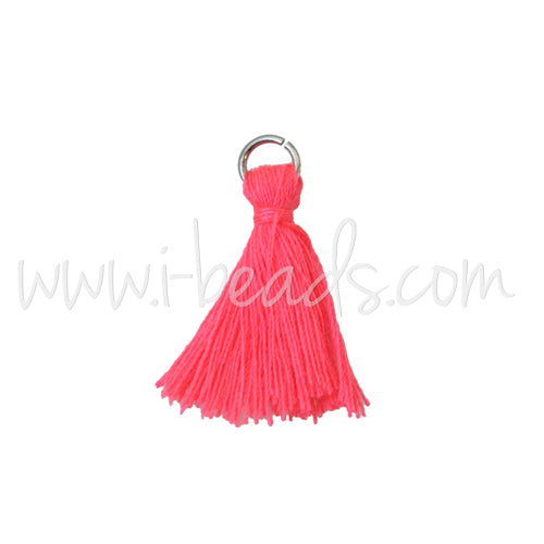 mini tassel with ring neon pink 25mm (1)