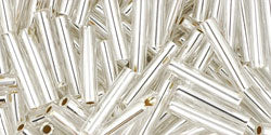 cc21 - toho bugle beads 9mm silver lined crystal (10g)