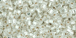 cc21 - Toho cube beads 1.5mm silver lined crystal (10g)