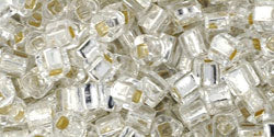 cc21 - Toho cube beads 3mm silver lined crystal (10g)