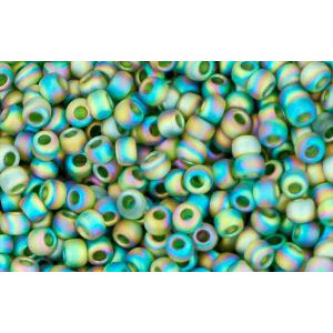 cc179f - Toho beads 11/0 transparent rainbow frosted green emerald (10g)