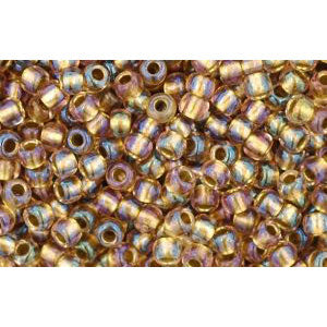 cc268 - Toho beads 11/0 rainbow crystal/gold lined (10g)