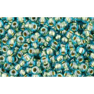 cc284 - Toho beads 11/0 aqua/gold lined (10g)