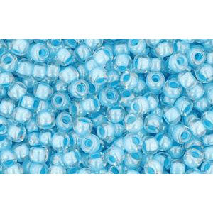 cc351 - Toho beads 11/0 crystal/opaque blue lined (10g)