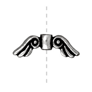 Angel wings bead metal antique silver plated 14mm (1)