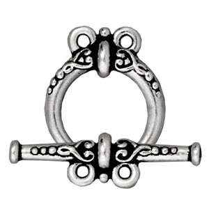 Buy Toggle clasp heirloom 2 loops metal antique silver plated 15x20mm (1)