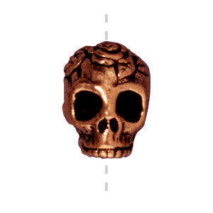 Buy Skull and rose bead metal antique copper plated 10mm (1)