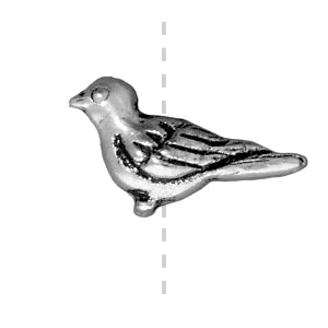 Dove bead metal antique silver plated 14.5x7mm (1)