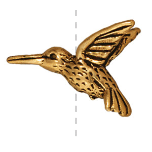 Buy Hummingbird bead metal antique gold plated 13x18mm (1)