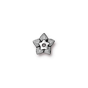 Bead caps star metal antique silver plated 8mm (1)