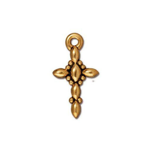 Charm Pendant Retro Cross Antique Quality Gold Plated 19x10mm (1)