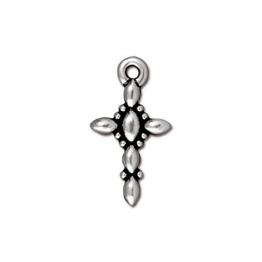 Charm Pendant Retro Cross Antique Quality Silver Plated 19x10mm (1)